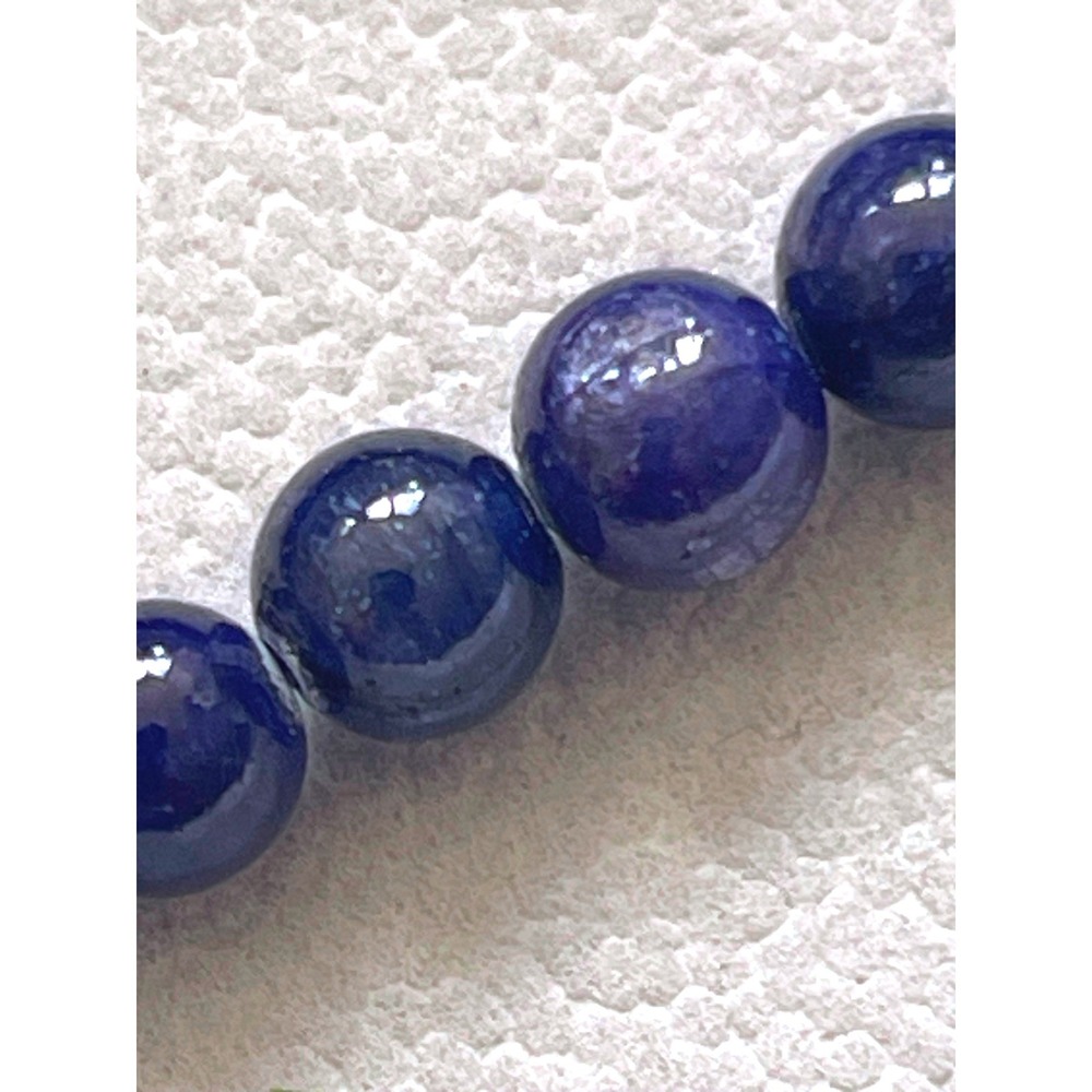 Vintage Lapis Lazuli Graduated Bead Necklace 14K White Gold Clasp 16" 39g - Picture 10 of 10